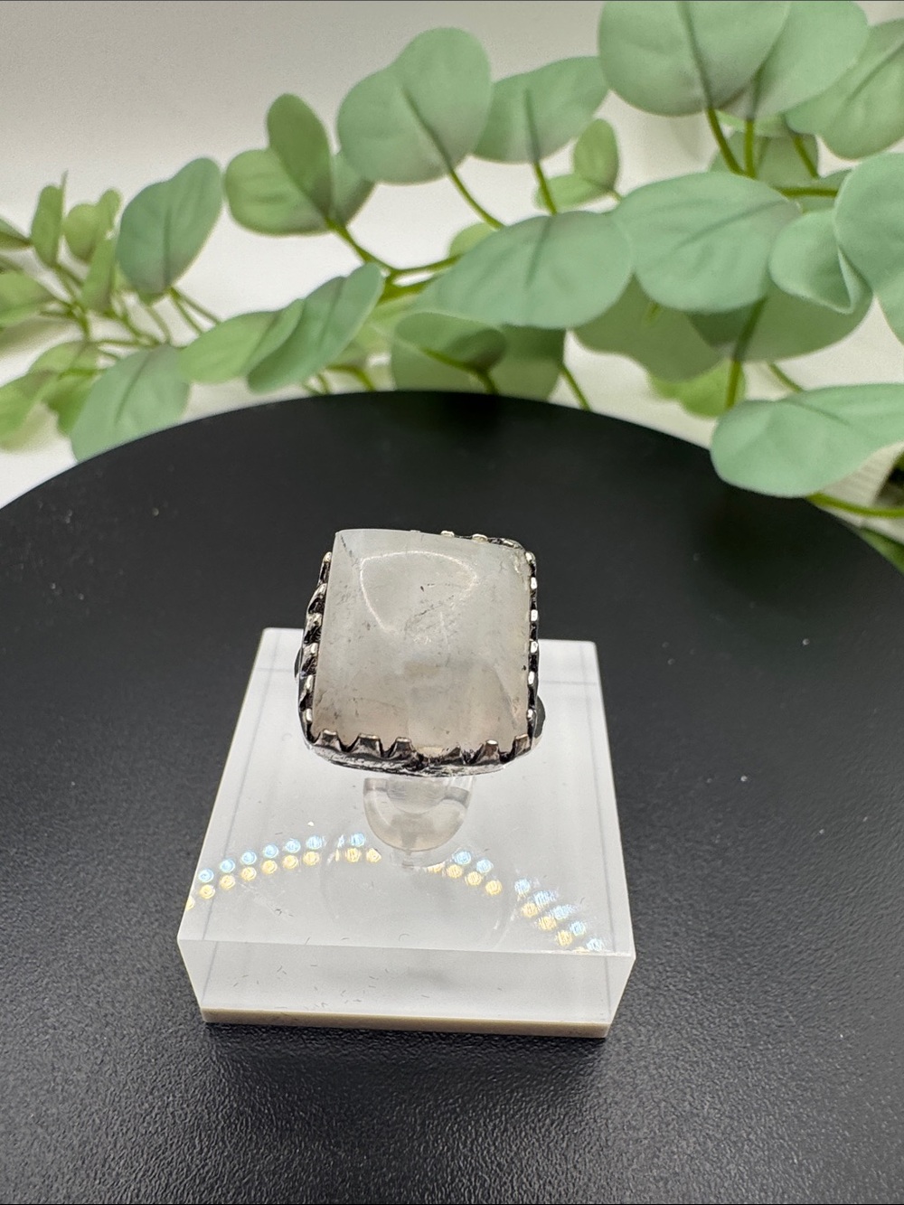 Moonstone Silver-Tone Statement Ring – Size 7 (BR-1212/4) - Picture 2 of 7